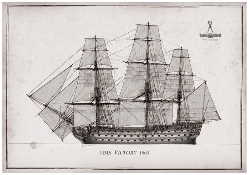 1805 HMS Victory pen ink study
